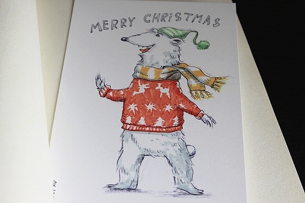 纯手绘明信片/新年祝福/圣诞贺卡/雪