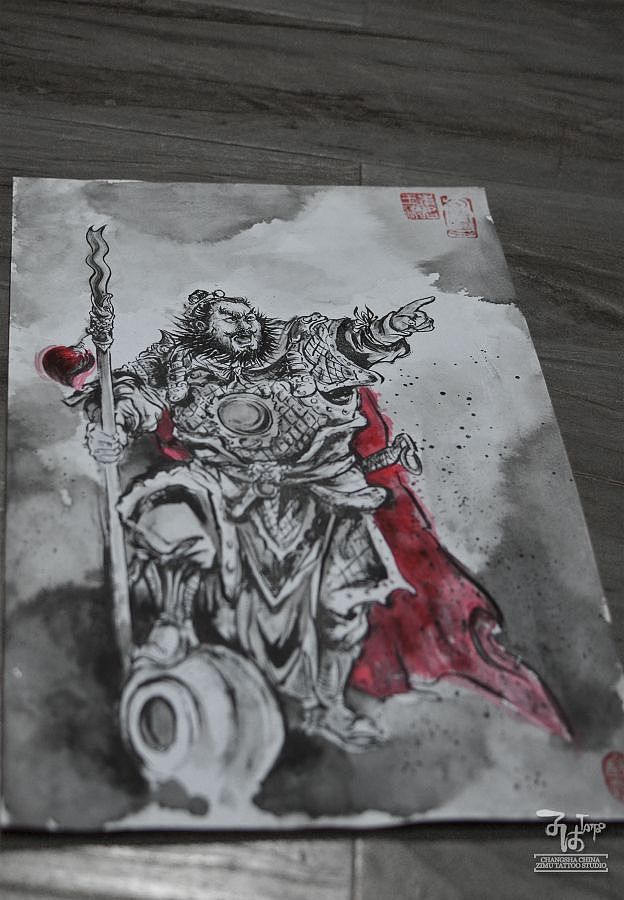 三国 泼墨中国风手稿插画水墨