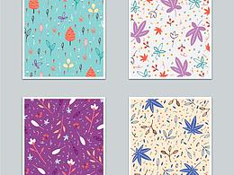 手繪卡通布料材質機理圖案樹葉明星片背景花紋設計素材