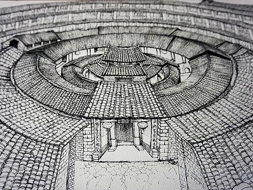 福建土楼【手绘过程教学图】