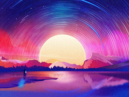 色彩丰富的日落练习