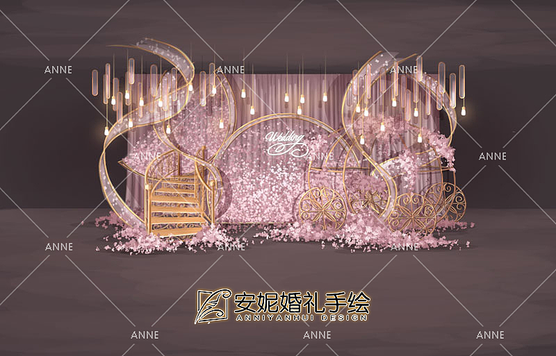 粉嫩粉嫩的一波（图ZMTYxNjUxMTY0） - 舞台美术 - 站酷设计师安妮婚礼手绘原创素材 - 站酷ZCOOL