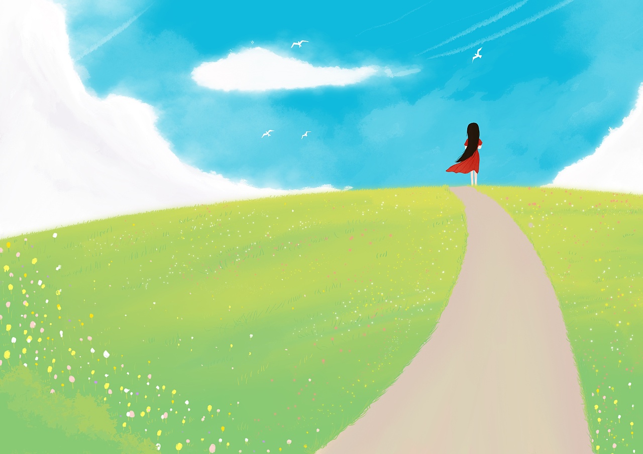 绘画—蓝天白云,还有风和你