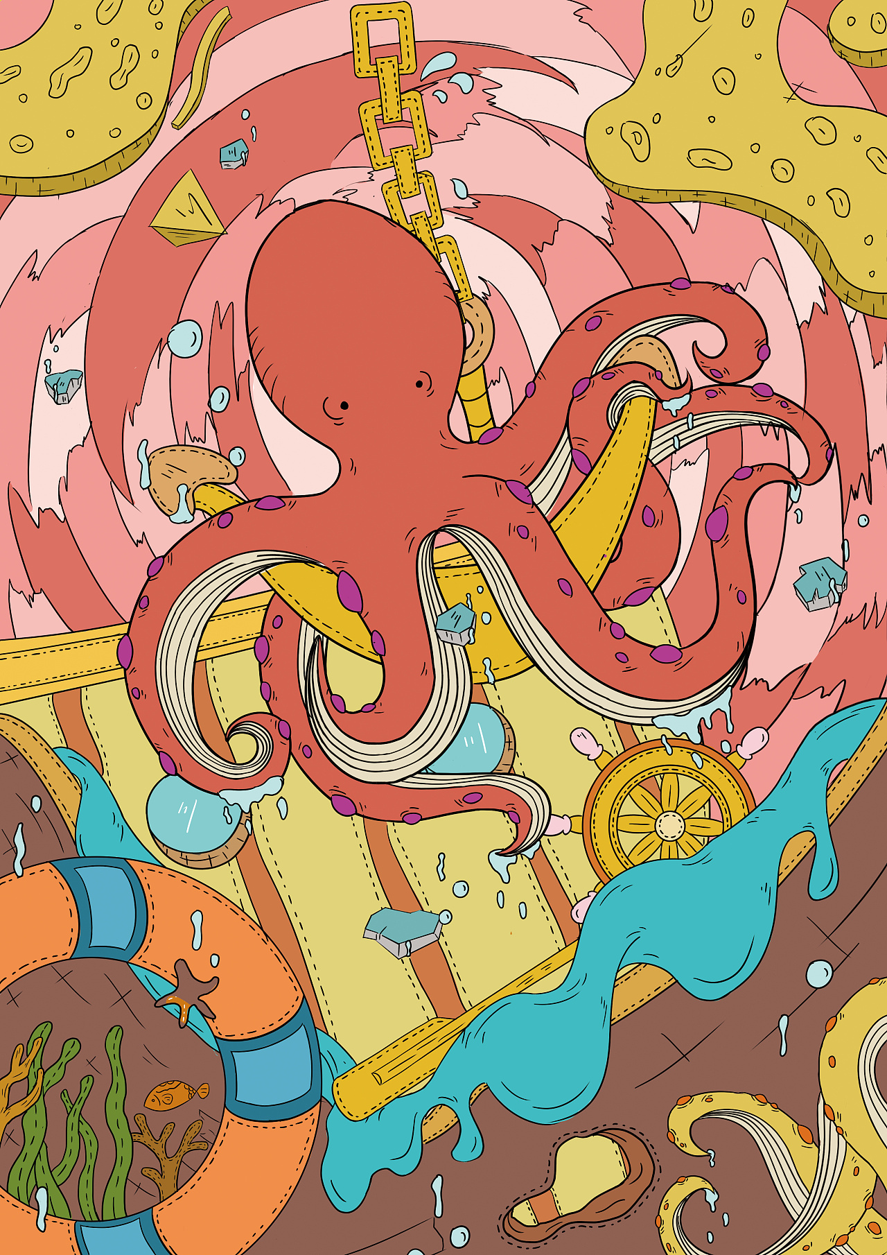 "寻"海洋生物系列插画