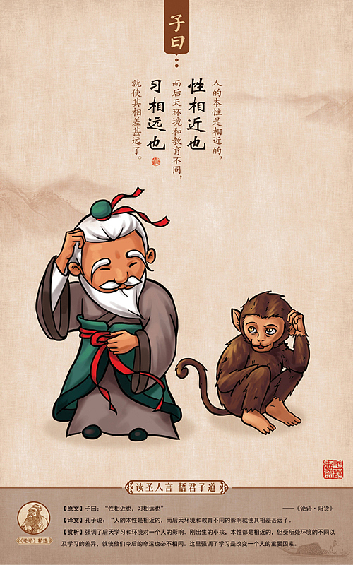 子曰:环境影响和后天教育对人很重要。