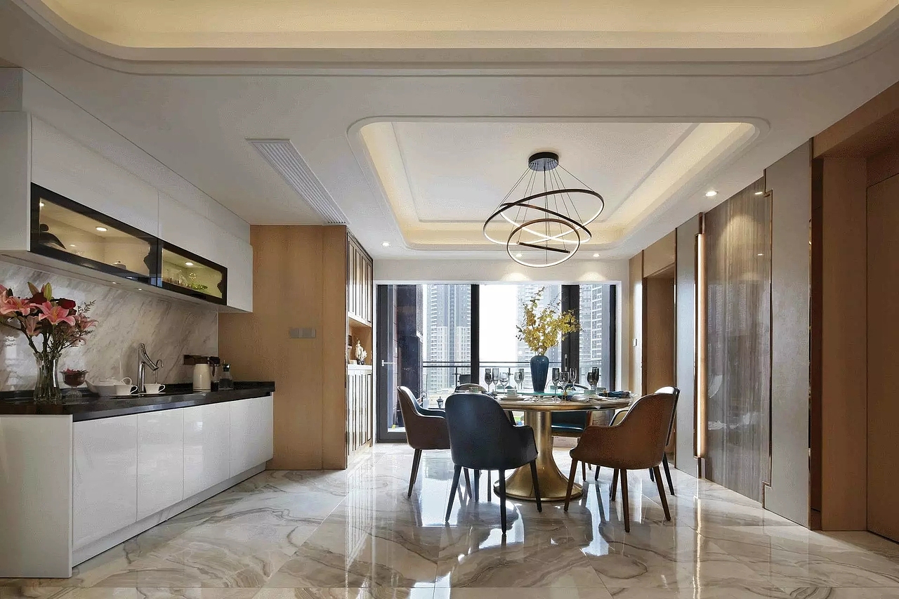 瀚海晴宇200平轻奢现代风格装修样板间设计---餐厅