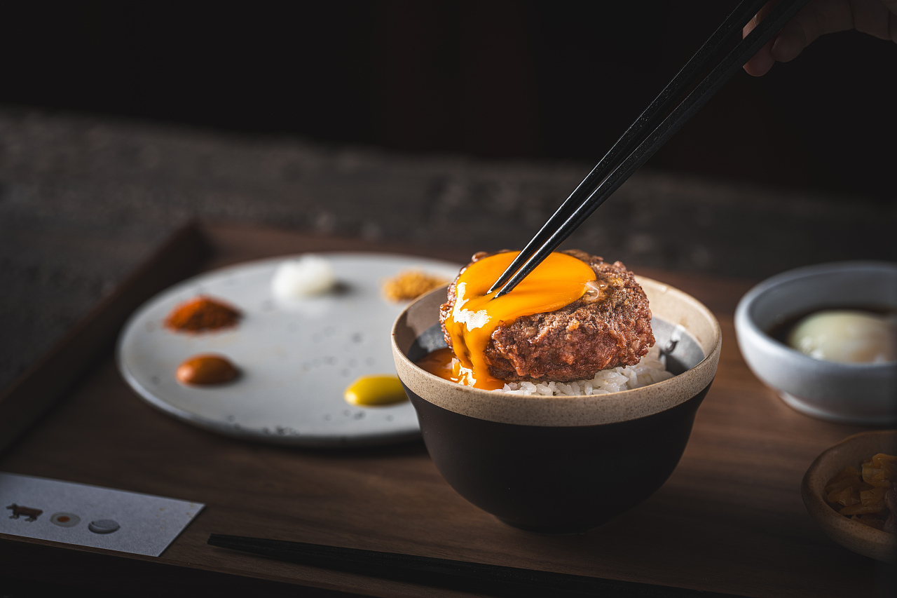 日式和牛汉堡肉饭拍摄