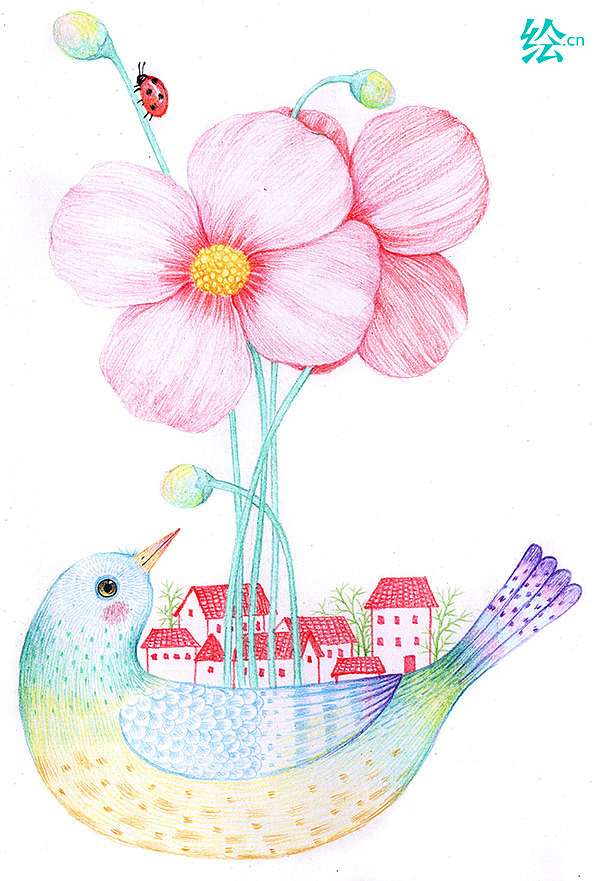 画儿晴天彩铅绘画唯美作品