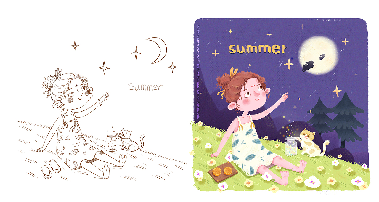 女孩的四季（图ZMTg5NjAyNTIw） - 儿童插画 - 站酷设计师甜筒懵懵哒原创素材 - 站酷ZCOOL