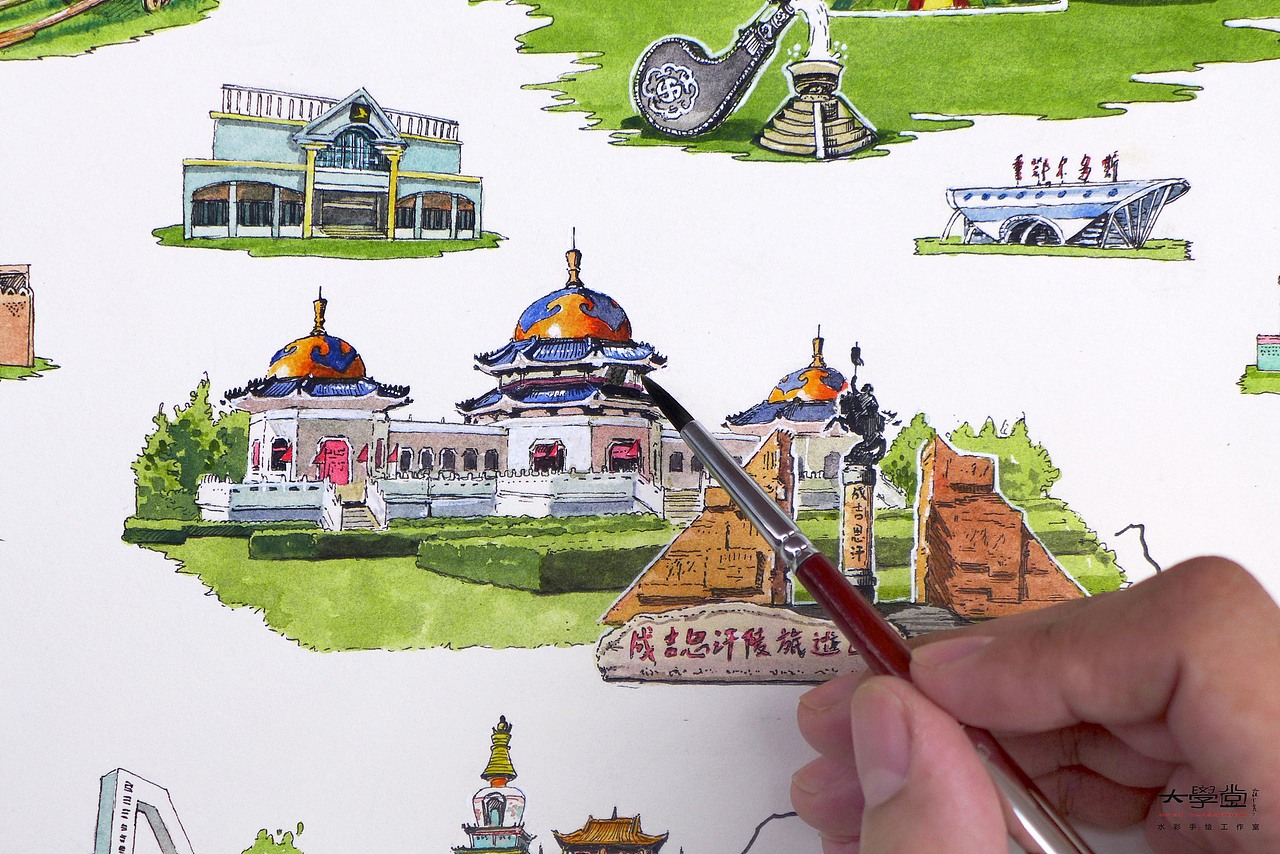 《鄂尔多斯旅游手绘地图》（已商用）（图ZNzg4NjczMjQ=） - 商业插画 - 站酷设计师陈树锐原创素材 - 站酷ZCOOL