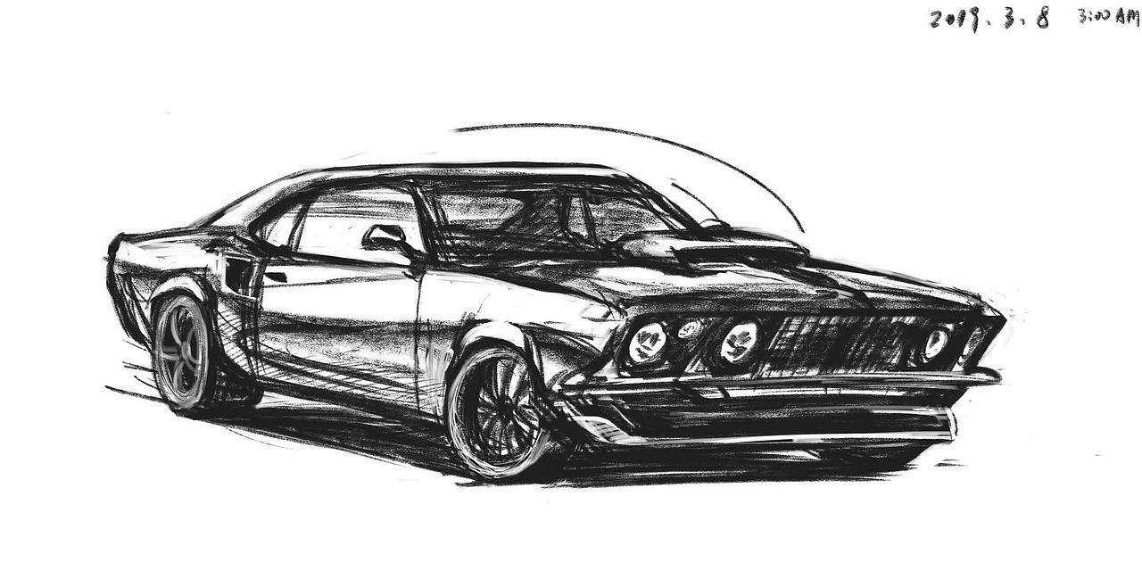 深夜速写ipad画跑车