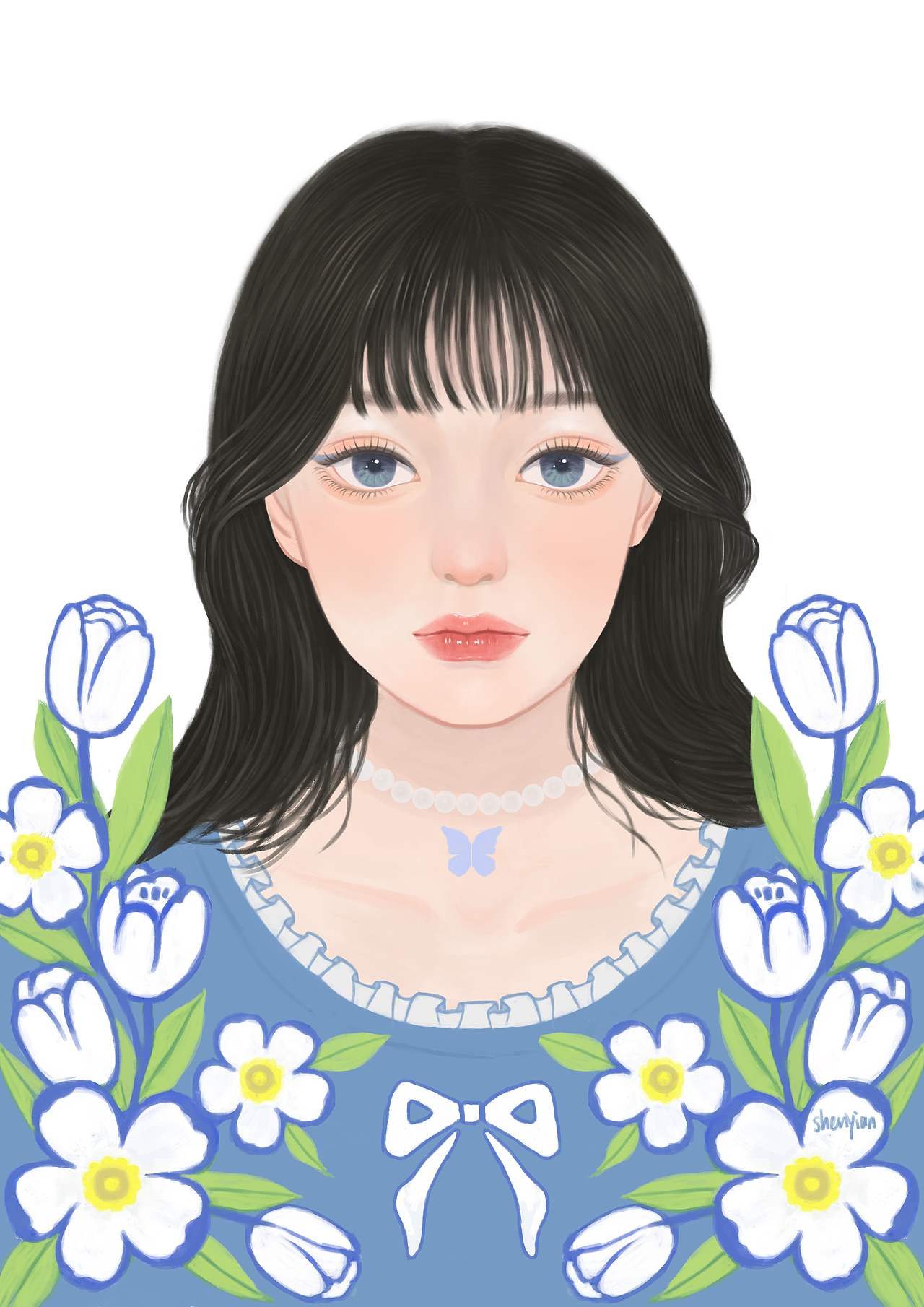 少女与花🌷（图ZMjQyMzEyMzQ4） - 商业插画 - 站酷设计师易安呀原创素材 - 站酷ZCOOL