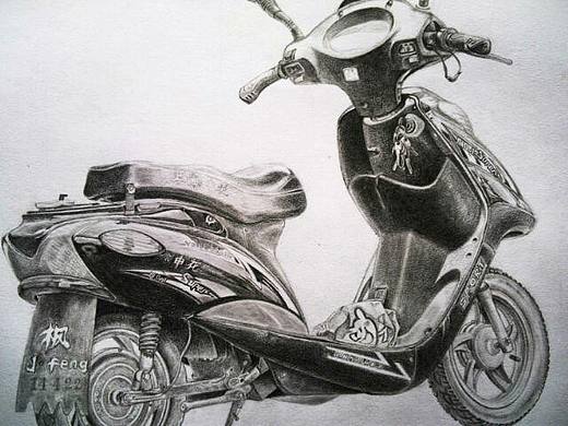 电瓶车速写（个人主页-ZNjgxMDY2NTY=） - 绘画 - 站酷设计师枫奇原创素材 - 站酷ZCOOL