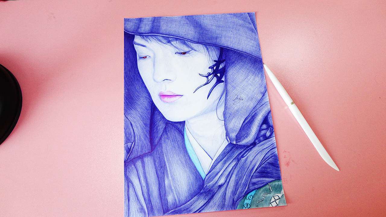 圆珠笔手绘《招摇》许凯