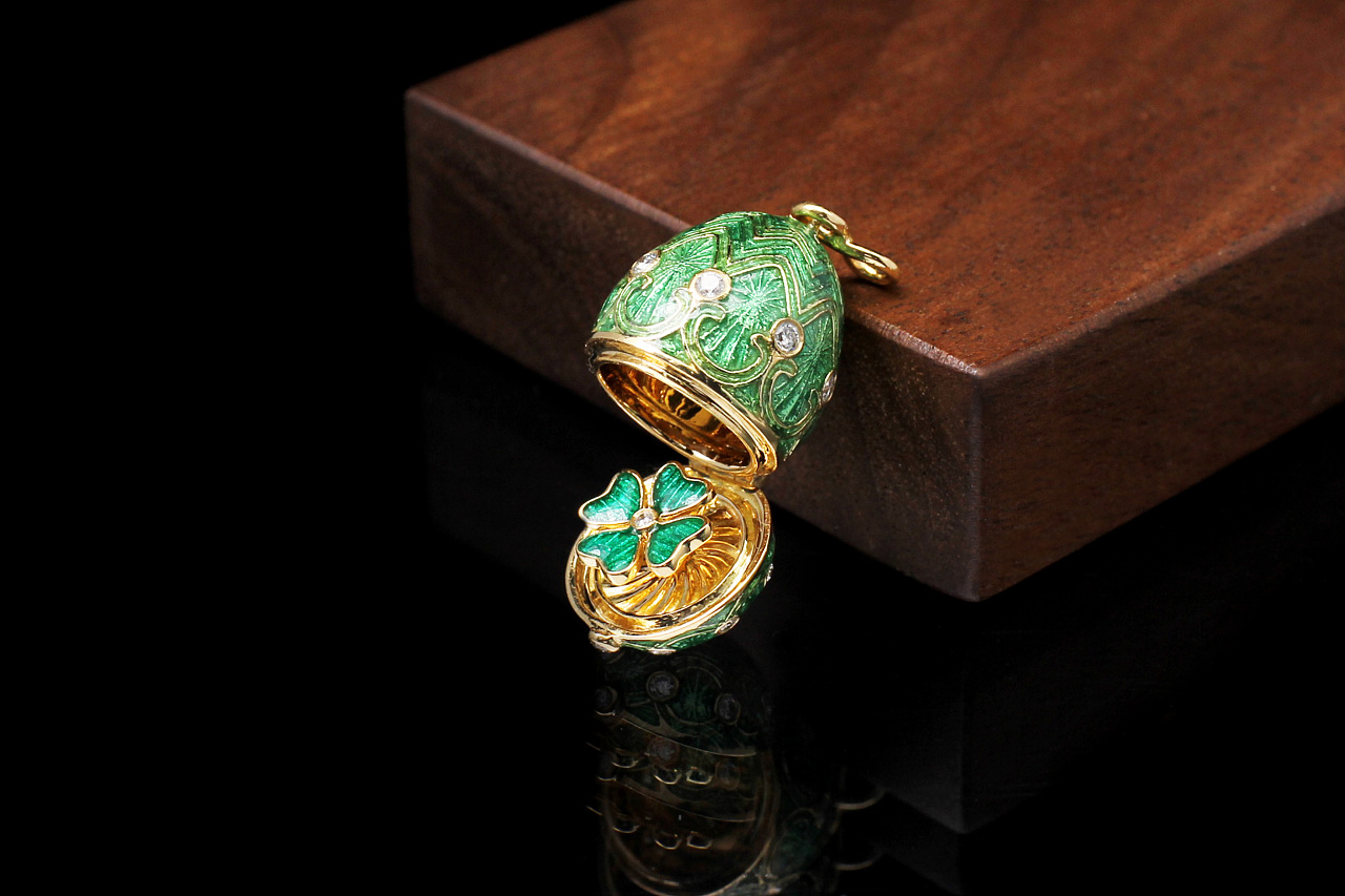 珠宝摄影 吊坠 日本制高温珐琅七宝烧18k金