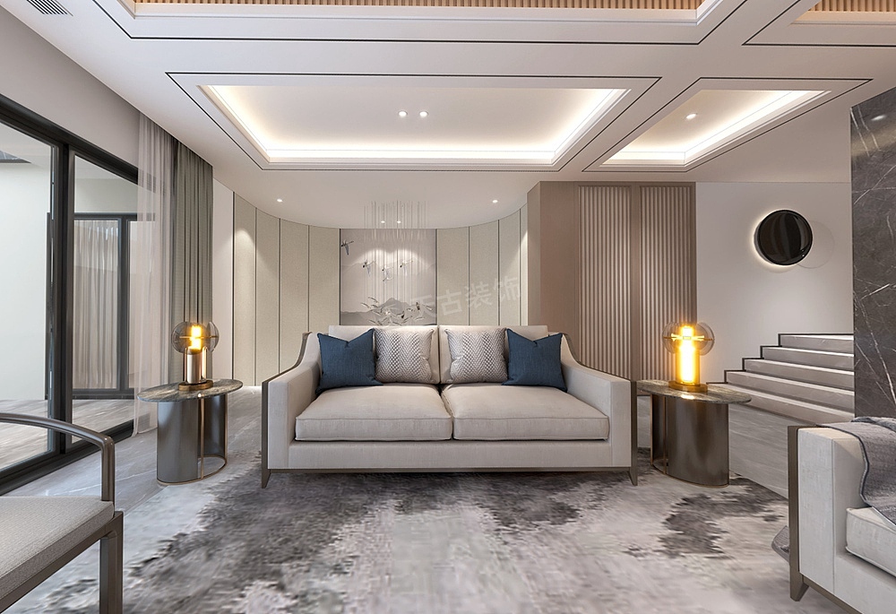 绿城两江御园别墅装修,现代中式风格设计,天古装饰公司