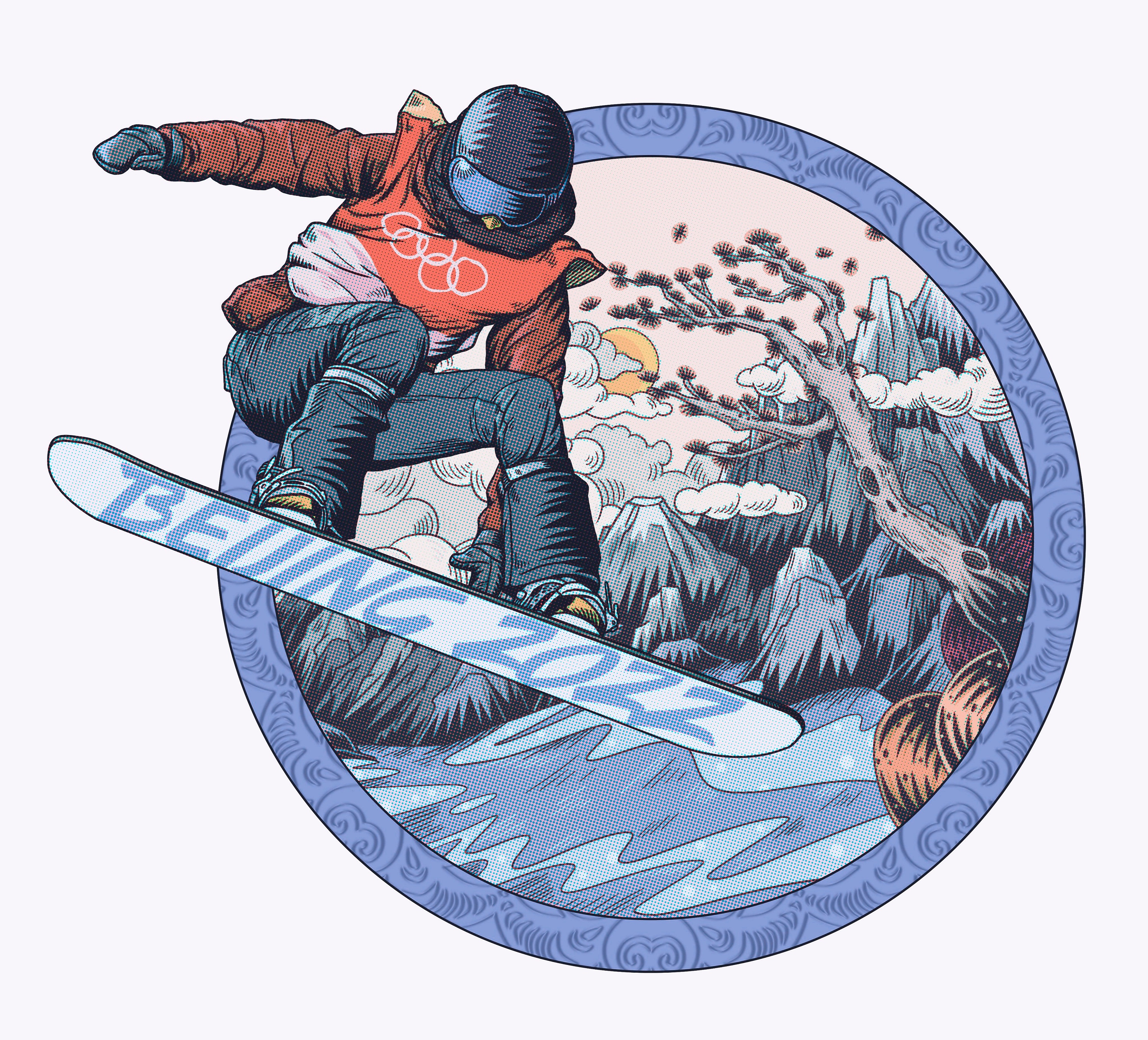 冰雪运动人物与巍峨的雪山46640_体育运动_人物类_图库壁纸_68Design