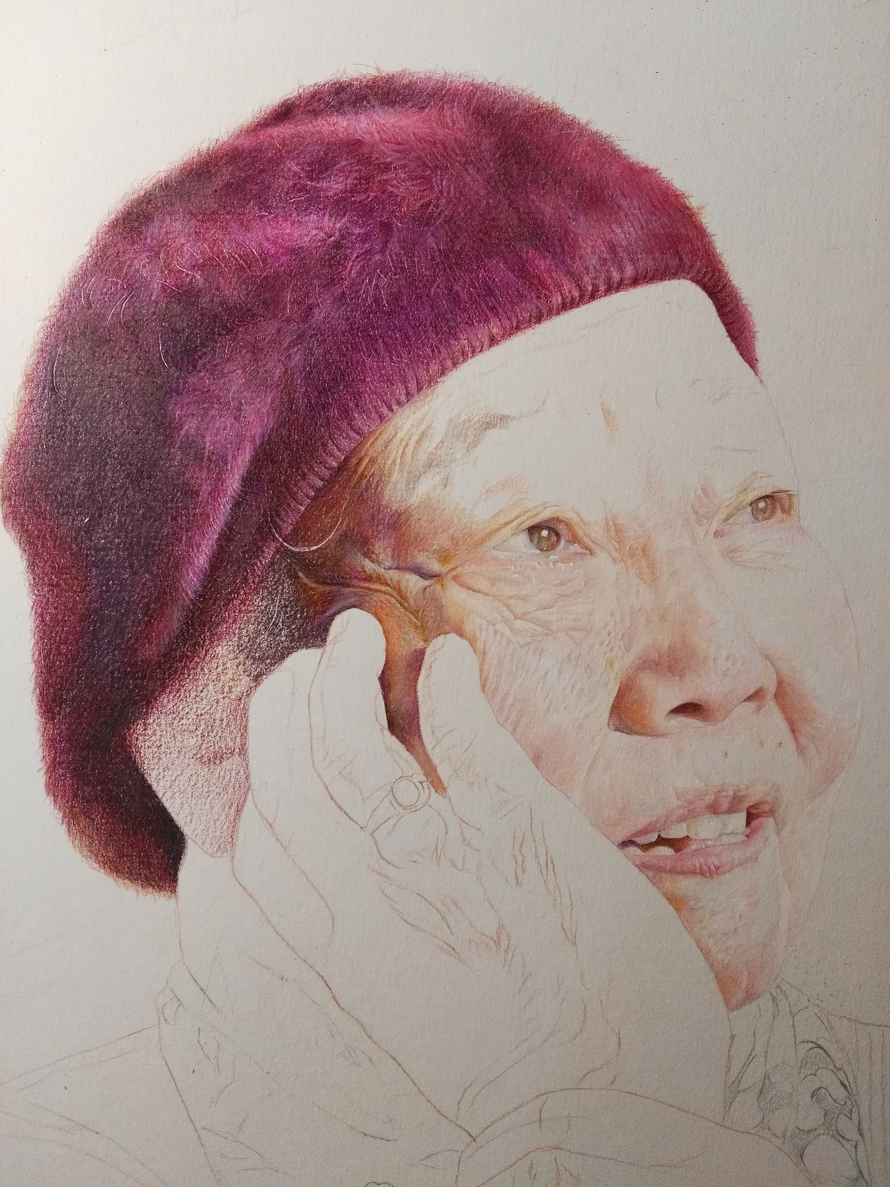 写实彩铅作品奶奶