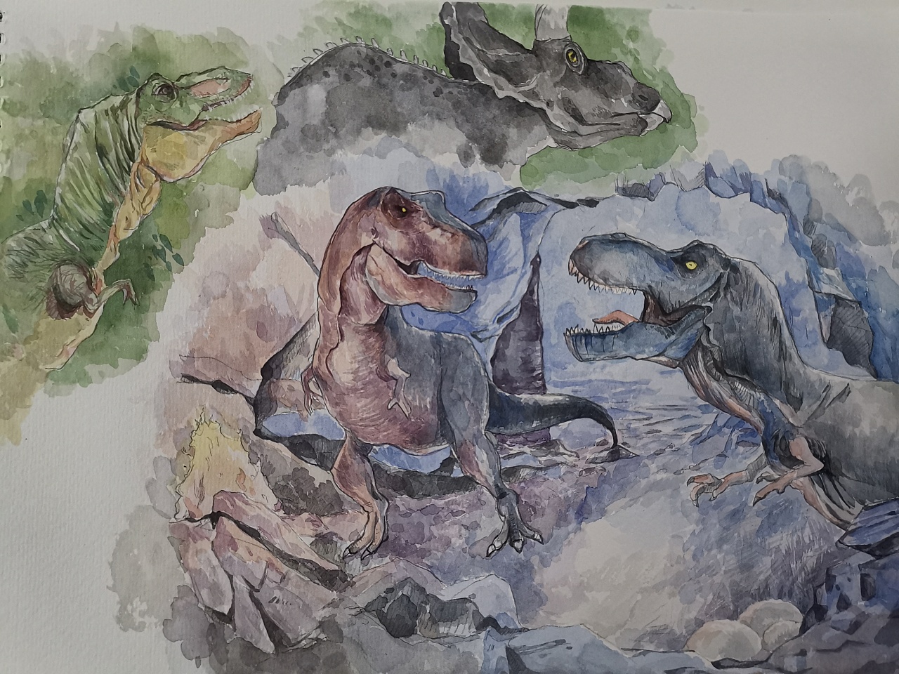 侏罗纪恐龙写实手绘插画元素 - 模板 - Canva可画