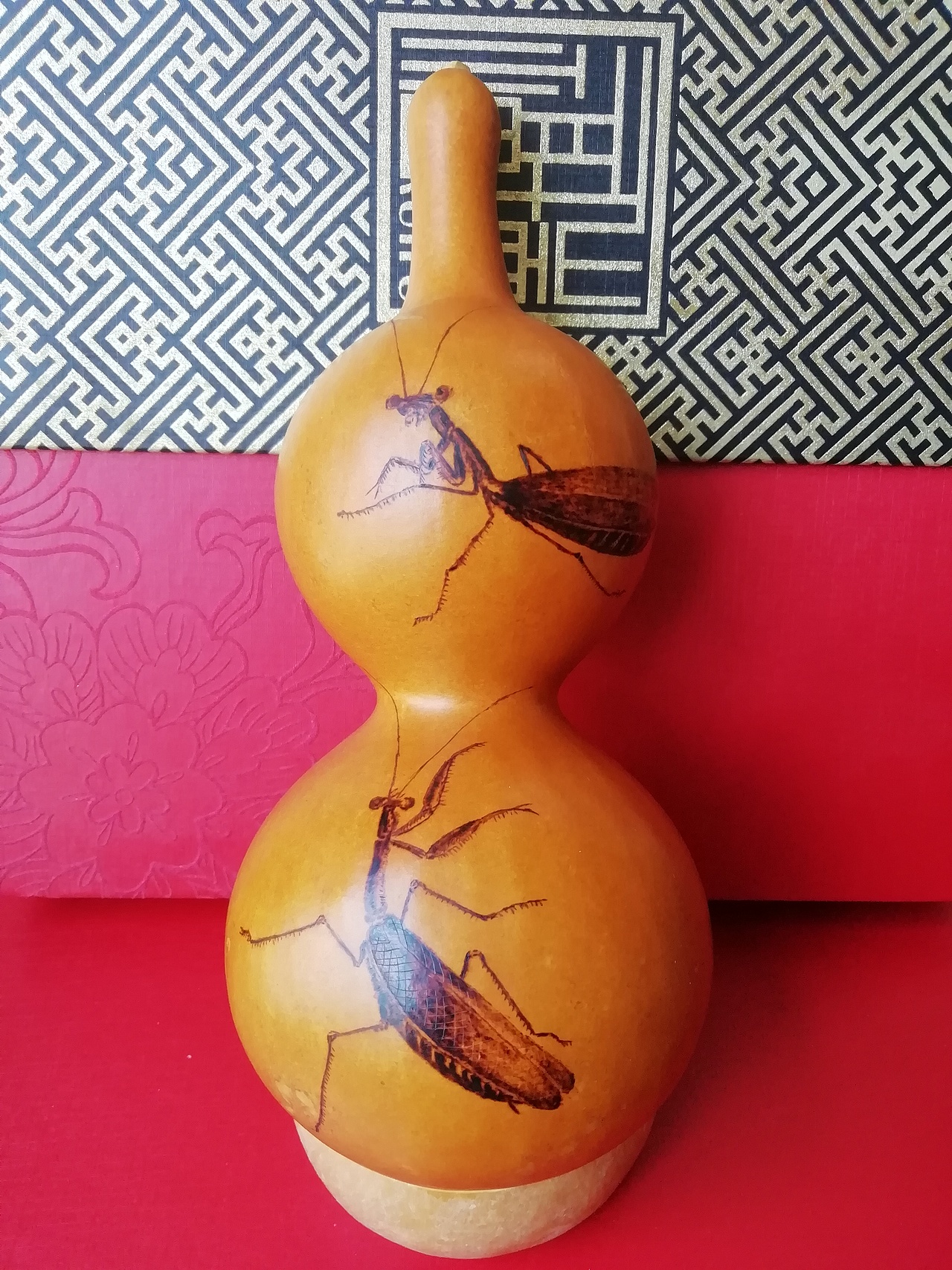 葫芦烙画螳螂对峙