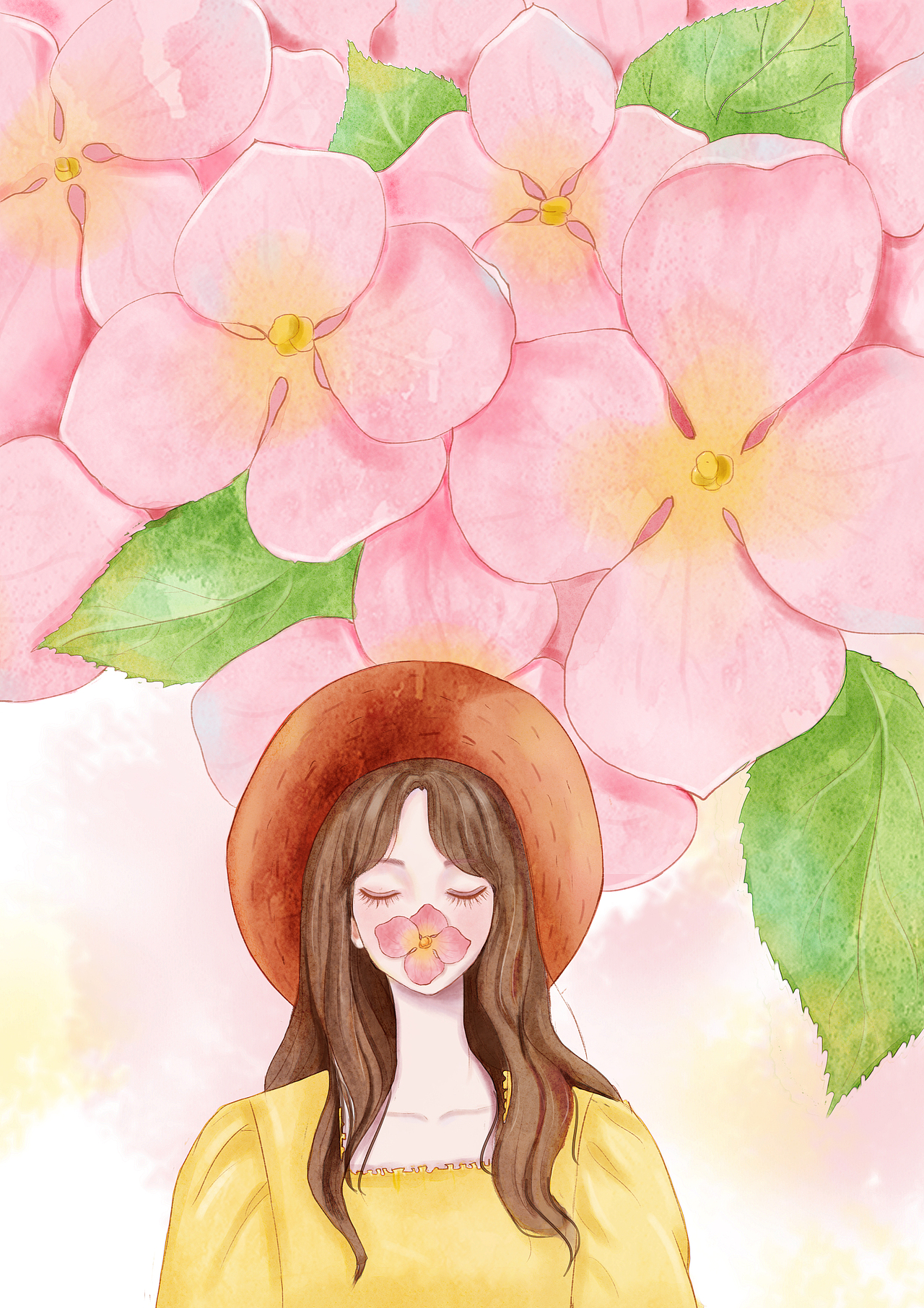 水彩少女九宫格