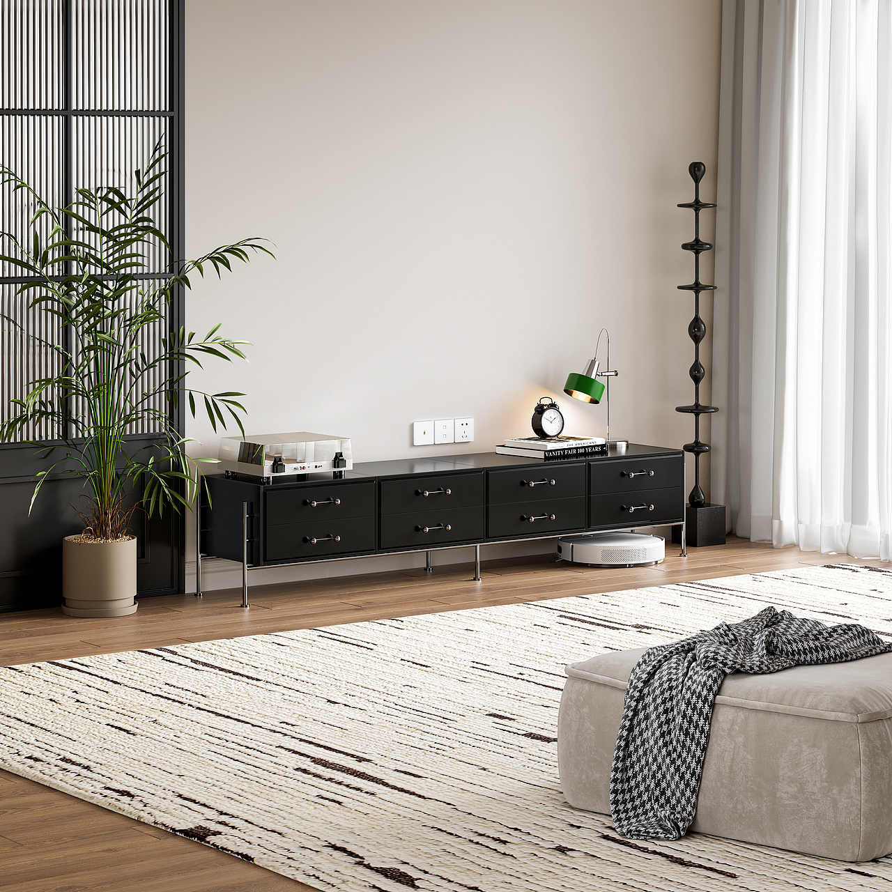 简约黑色电视柜