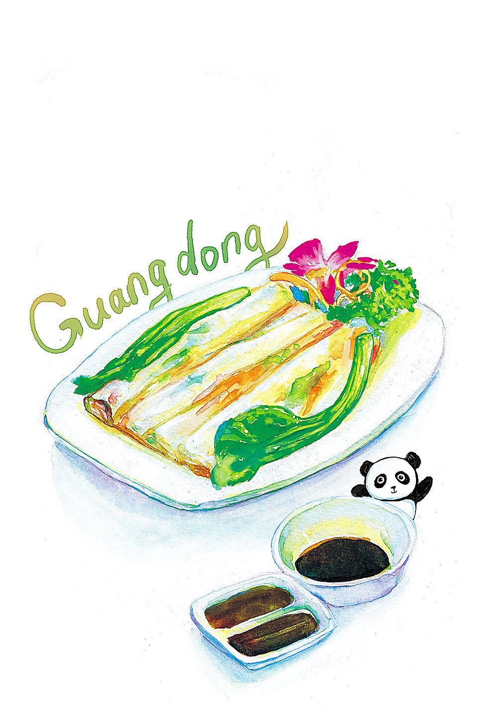 水彩明信片绘制《熊猫游食记》（图ZNDcwNjI2NjA=） - 商业插画 - 站酷设计师春和绘原创素材 - 站酷ZCOOL
