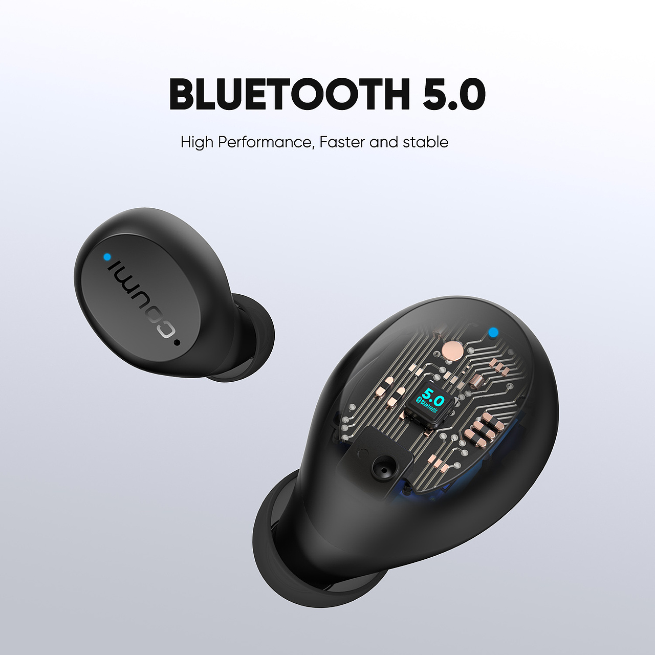 一组蓝牙耳机渲染