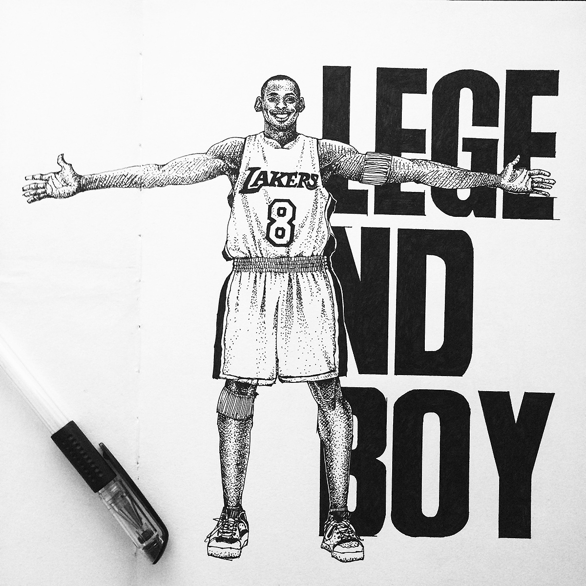 kobe bryant|纯艺术|钢笔画|yiziwei86 - 原创作品 - 站酷 (zcool)