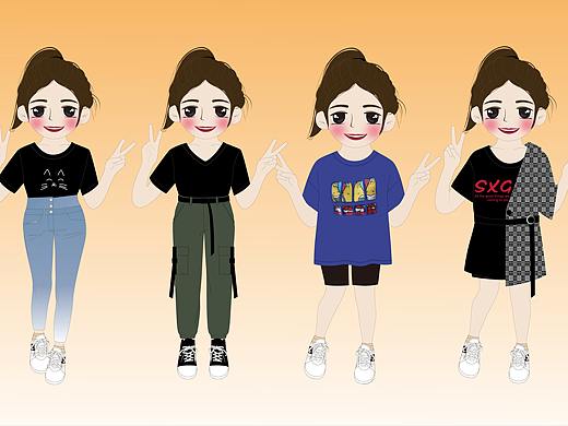 一禮拜穿搭（個人主頁-ZNDY2OTU0NTI=） - 新銳潮流插畫 - 站酷設計師幸運的eva原創(chuàng)素材 - 站酷ZCOOL