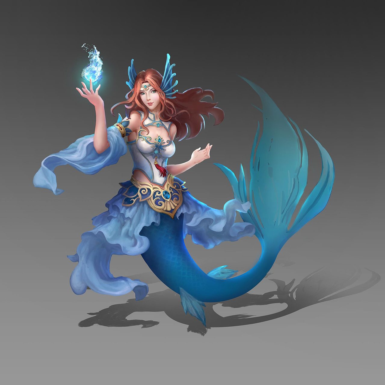 水元素法师人鱼（图ZMzc1MjExMzI=） - 游戏原画 - 站酷设计师是鹿鹿哦原创素材 - 站酷ZCOOL