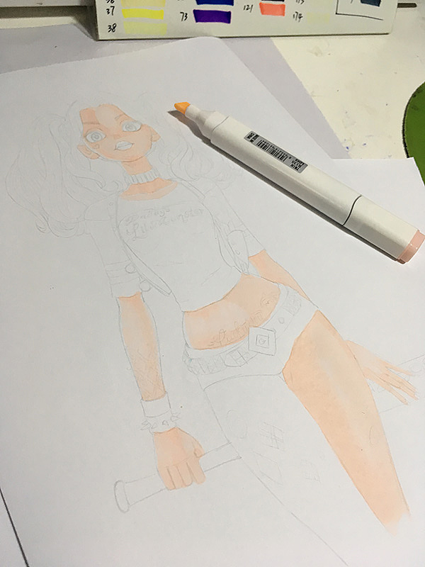 马克笔《哈莉奎茵》带步骤