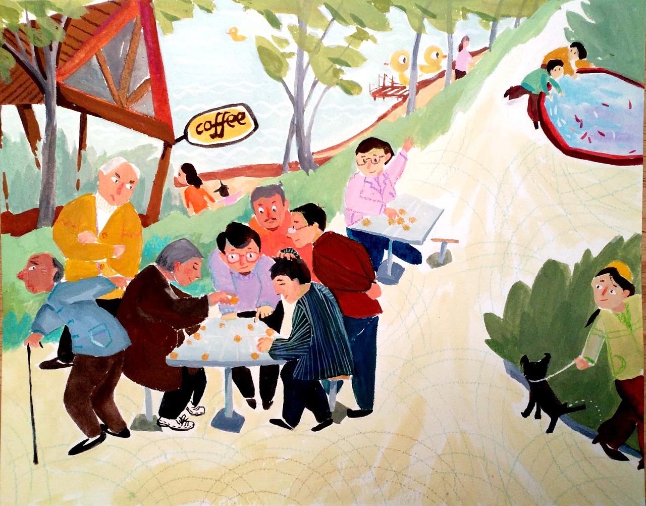 公园中的下棋老头