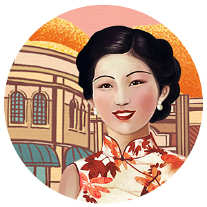 复古民国风  中国银行信用卡七夕推广插画