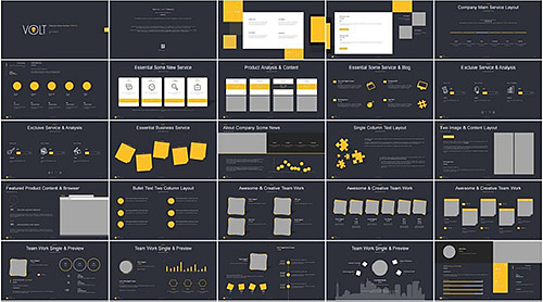 120多页扁平化简约时尚PPT模板