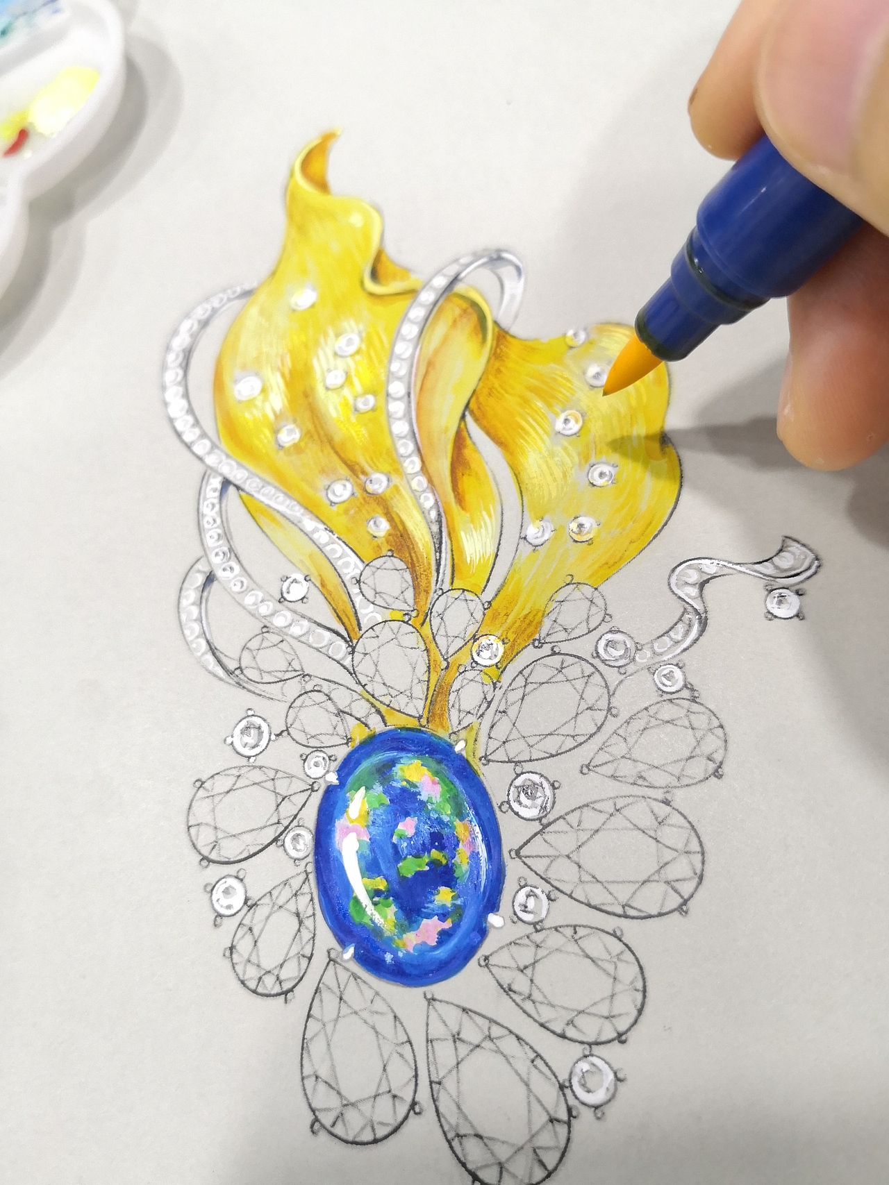 《遨游》彩宝奢华胸针（图ZMTg5OTAxMzgw） - 首饰设计 - 站酷设计师珠宝设计刘付秋婷原创素材 - 站酷ZCOOL