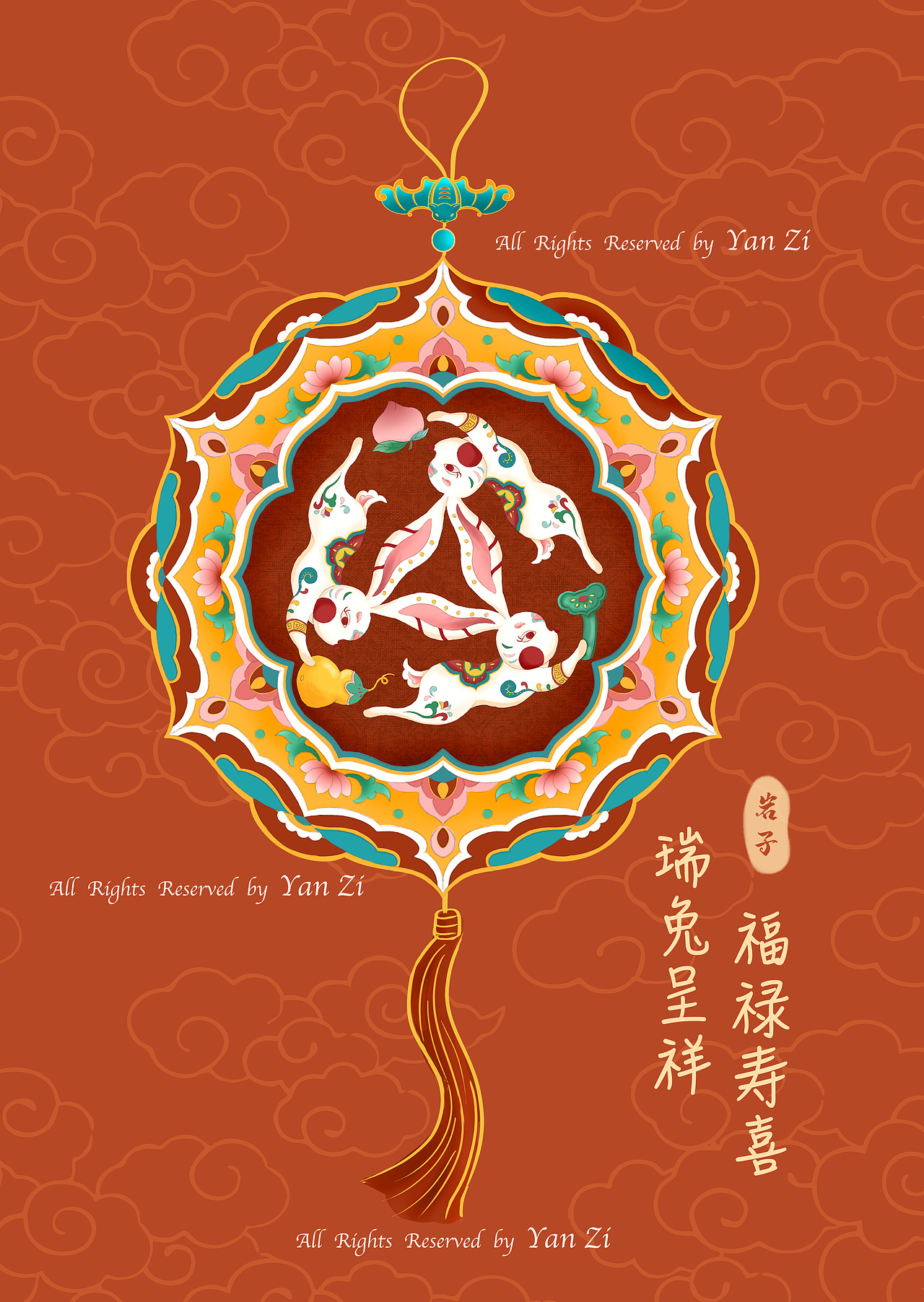 兔年国潮插画（图ZMzEwMTQ5MTU2） - 商业插画 - 站酷设计师岩子插画原创素材 - 站酷ZCOOL