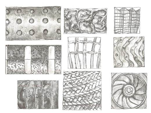 the surface of different items