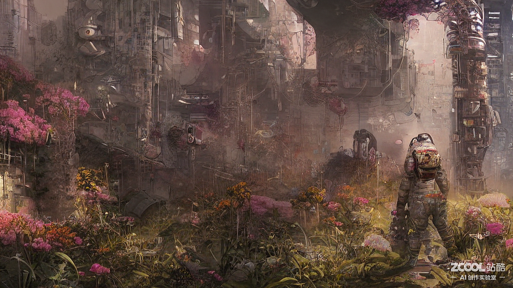 #AI创作实验室#宇航员，废墟，花朵，超写实（图ZMzIwMTc1OTg4） - AI作品 - 站酷设计师火焰灵猫原创素材 - 站酷ZCOOL