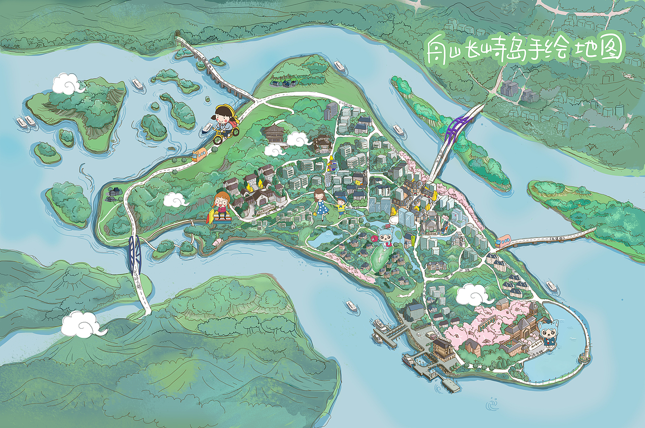 舟山长崎岛手绘地图（图ZMjIyNjY1Nzk2） - 商业插画 - 站酷设计师媛媛子yuan原创素材 - 站酷ZCOOL