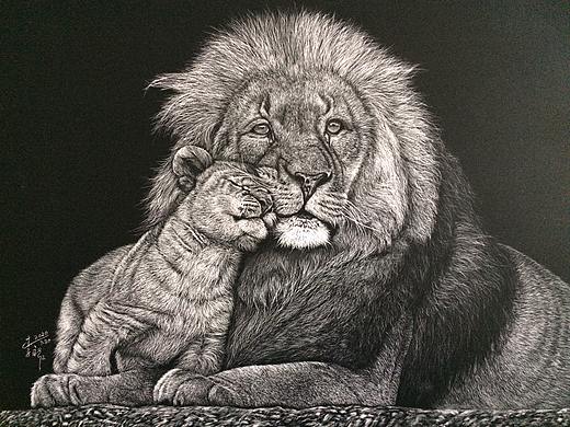 李子哥刮画作品《父亲的草原》