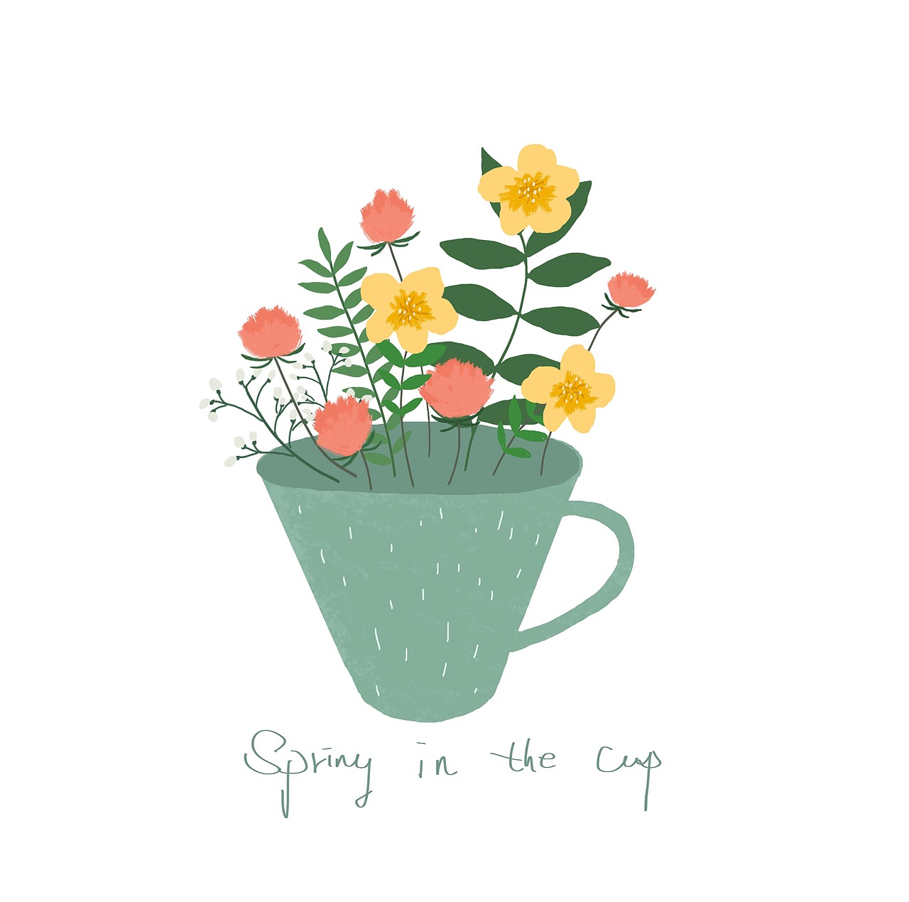 Spring in the cup 茶杯里的春天（图ZMzAwNTU3OTM2） - 创作习作 - 站酷设计师潘婷Painting原创素材 - 站酷ZCOOL