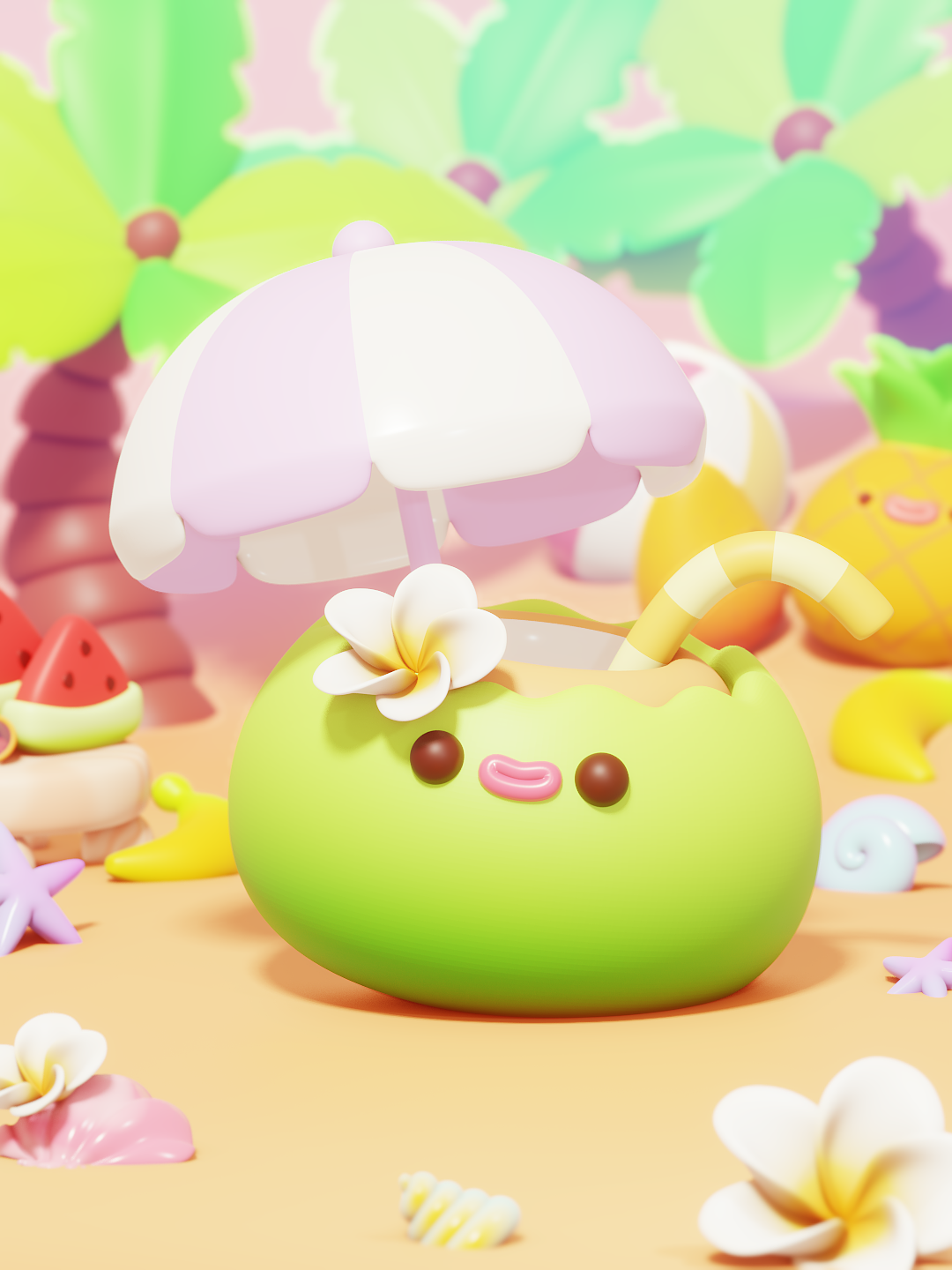 Blender | 清凉一夏（图ZMzQ1NTk3MDc2） - 创作习作 - 站酷设计师浅浅夏ZF原创素材 - 站酷ZCOOL