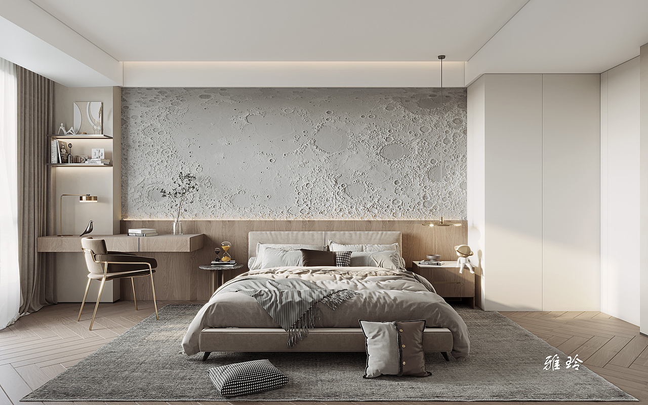 极简客餐厅+卧室+书房