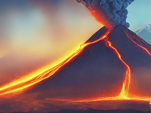 #AI创作实验室#一座火山喷发 高耸入云的火山从几公里（个人主页-ZNjMxNjU2NzI=） - AI作品 - 站酷设计师香菜锅锅原创素材 - 站酷ZCOOL