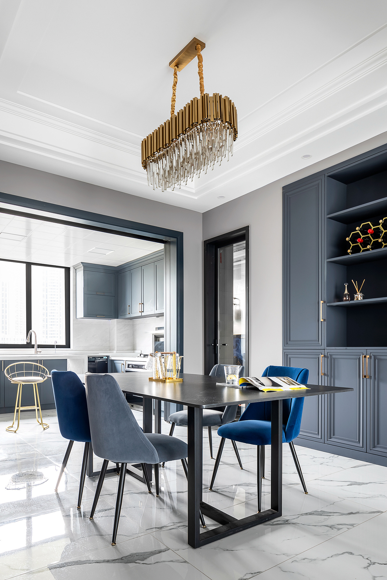 点睛孔雀蓝,不一样的现代轻奢 美式混搭|空间|家装设计|重庆兄弟装饰