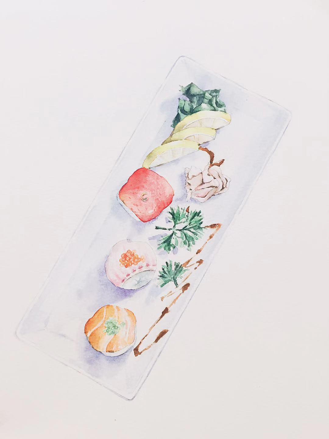 水彩日式和风美食——寿司