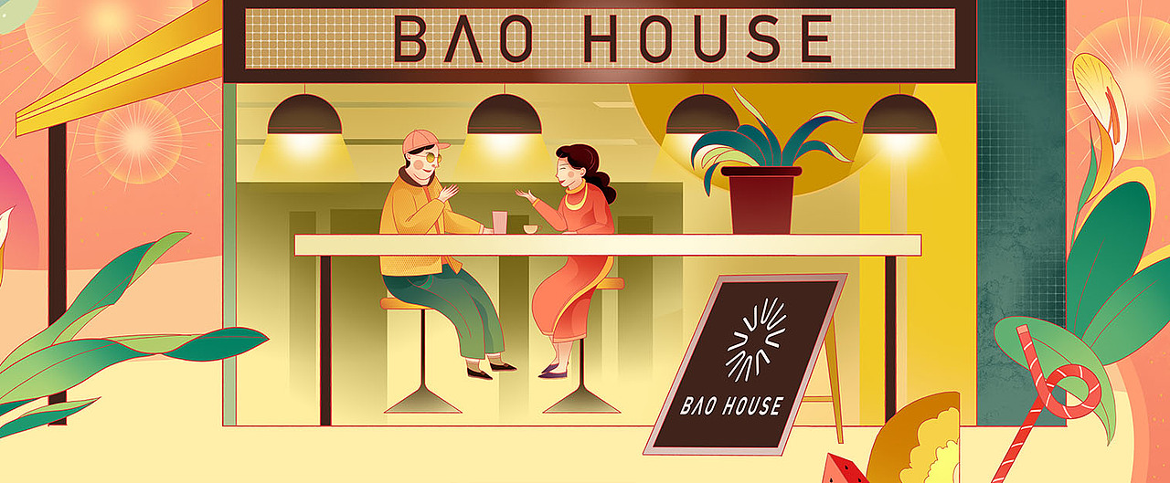 商业美食街壁画长图新年氛围（图ZMjkyMTY1Mjc2） - 商业插画 - 站酷设计师執子范原创素材 - 站酷ZCOOL