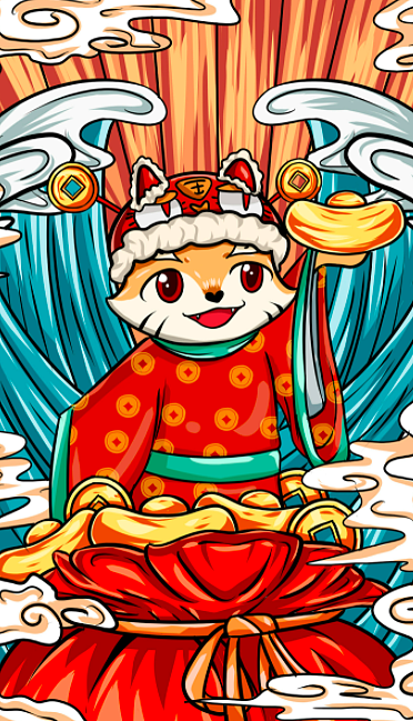 2022春节虎年国潮插画（图ZMjg1MjgwOTI0） - 艺术插画 - 站酷设计师小宁喵原创素材 - 站酷ZCOOL