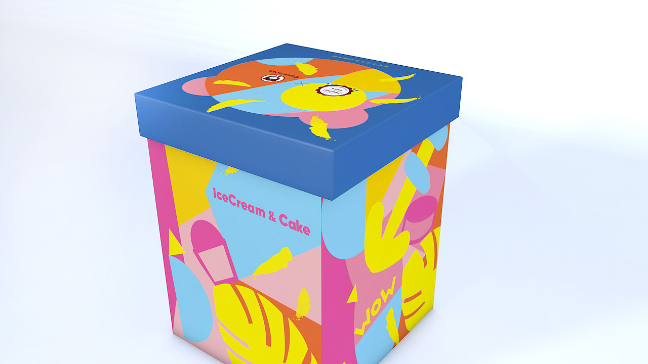 哈根达斯和蛋糕品牌联名冰淇淋蛋糕包装盒设计